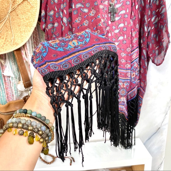 ♥️FALL BOHO fringed breezy cape-prune SPICE - Picture 4 of 8